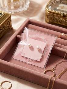 100 túi tự dính màu hồng có nơ ren, túi đựng bánh quy dễ thương, túi đựng kẹo bánh trong suốt có thể đóng mở lại, đồ dùng gói quà trang sức và quà tặng tiệc tùng thanh lịch. - Nhiều màu - Xem 5