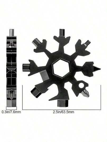 1pc 18-In-1 Snowflake Multi-Function Tool - Stainless Steel Wrench With Flathead And Screwdrivers, Compact Keychain Multi-Tool, Suitable For Daily Use - Small, Durable, Practical, Essential For Men - Ideal Unique Gift For DIY Enthusiasts And Outdoor Lovers