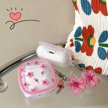 粉色花卉图案保护壳，兼容苹果手机，防刮防摔。 - 無色 - 查看 3