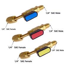 R22 R12 R410a Air Conditioning Hoses Charging Shut-Off Ball Valve 1/4" SAE Female To 1/4"(5/16) SAE Male Angled Compact Ball Valve