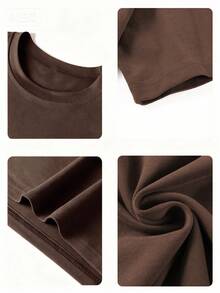 Women's Round Neck Short Sleeve T-Shirt, American Style Babe, Summer New Letter Print, Slim Fit Fashion Cropped Top - Brown - View 5