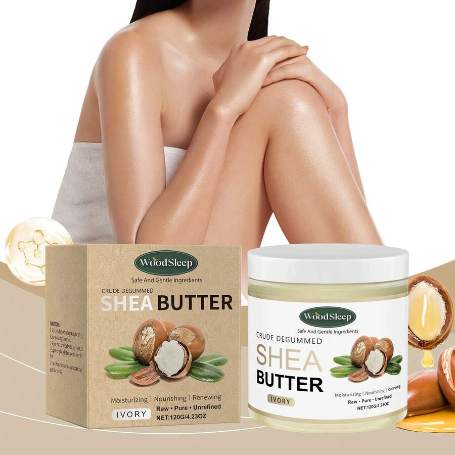 WOODSLEEP 120g Shea Butter Moisturizer Body Cream Soothe Dry Skin Deep Hydration Smooth Fade Fine Lines Increase Elasticity Evens Skin Tone Repair Barrier Whole Body Nourishment Body Lotion - Shea butter - 查看 1