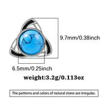 1 par de pendientes de botón de plata de ley 925 con diseño geométrico hueco de triángulo y turquesa sintética, adecuados para uso diario, casual, vacaciones, días festivos, regalo de cumpleaños - Plateado - Ver 4