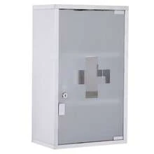 HOMCOM Stainless Steel Medicine Cabinet/First Aid Cabinet With Lock, 30 X 18 X 50 Cm, For Secure Storage - White - View 1