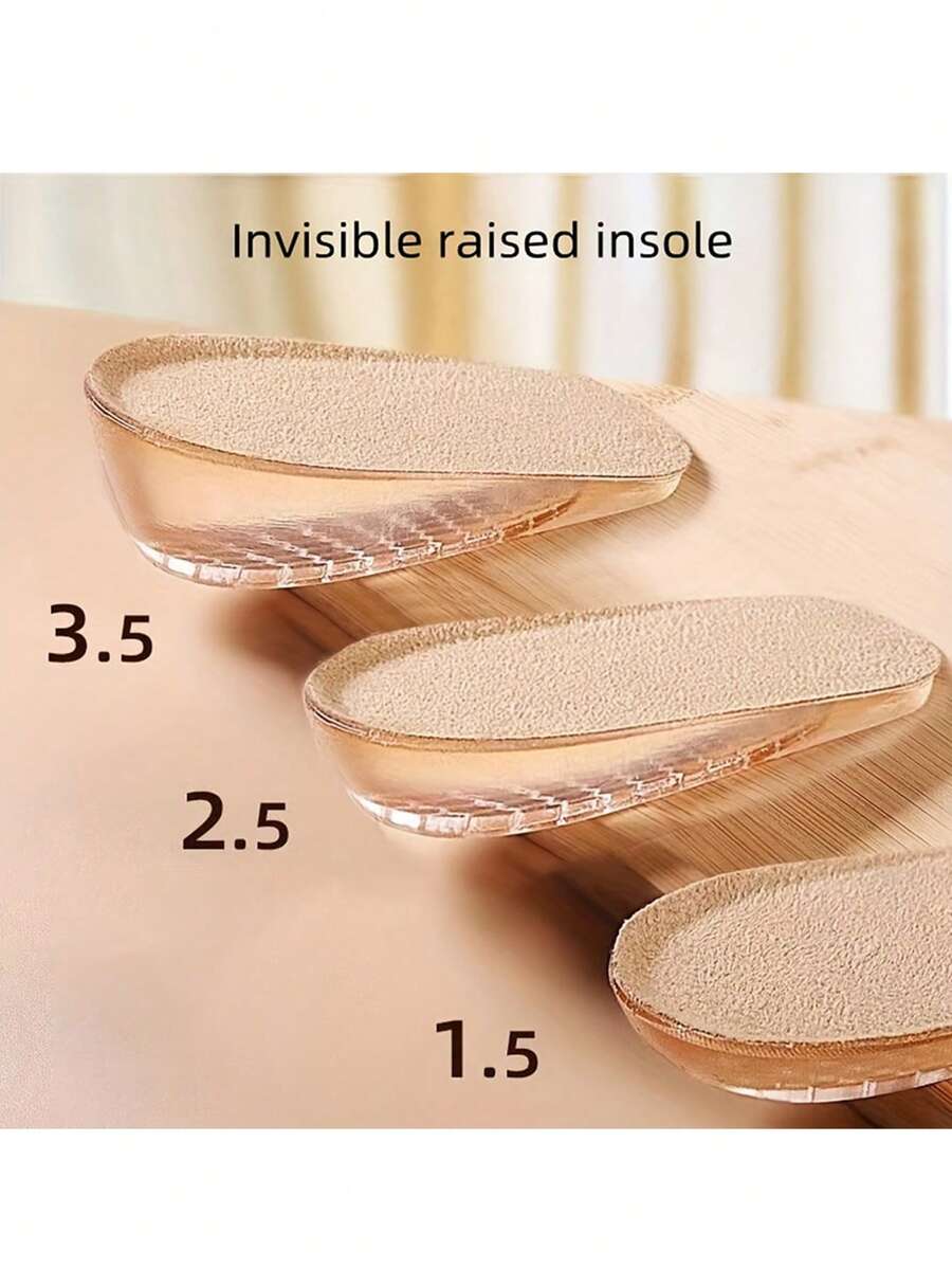 1 Pair Self-Adhesive Invisible Height Increase Insoles, Silicone Hidden Heel Lift Pads, Suitable For Men And Women Flat Shoes, Shoe, Spring Summer Picks, Brides Maid Gifts, Room, Bedroom Decor, Beach, Travel, For Men, For Women, Vacation, Women's Day, Travel Essentials, Wedding Favors, Y2k, Bedroom, Car Accessories Women, Kitchen Decor, Cute Stuff