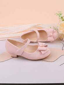 Flower Girl High Heels Shoes For Wedding, Party, Holiday, Suitable For Toddler, Little & Big Girls, Classic Comfortable Versatile Pink Bow Tie Pumps, Formal Dress, Performance, Ballet, Princess Shoes - Pink - View 7