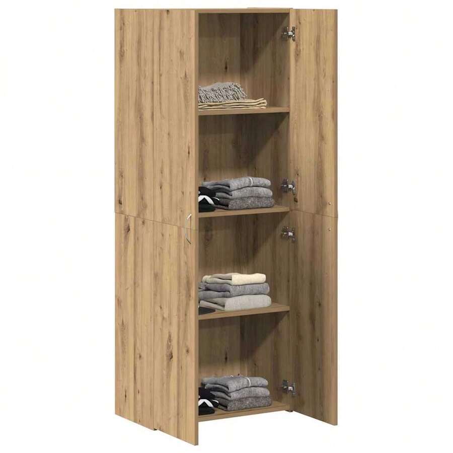 vidaXL Armoire de Bureau avec porte Chêne artisanal 70 x 32 x 77,5 cm - Tabac - Voir 1