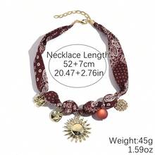 1PC Vintage Elegant Leopard Print Scarf Necklace Light Luxury High-End Heart Necklace Niche Patchwork Scarf Necklace Suitable For Daily Dating Commuting Outfits - 58-3308 Trái Tim Hổ Phách - Xem 10