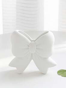 1pc Creative Bow Vase, Pink & White Minimalist High-End Design, Suitable For Room Decor, Home, Living Room, Study, Dining Room Decoration, Exquisite Crafted Ornament Vase