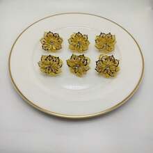 6pcs Metal Hollow Floral Napkin Rings, Tableware Decor For Hotel Buffet - Gold - View 5