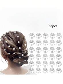 30/40/60pcs Set Rhinestone & Crystal Twist Hair Clips, Includes Rhinestone, Pearl, Flower Hair Clips, Suitable For Wedding, Bride, Prom, Party And Special Occasions (Rhinestone & Pearl & Flower), Hair Clips, Hair Claws, Hair Pins, Hair Clips, Head Accessories, Hair Accessories For Women, Hair Slide, Hair Barrettes,Festival,Birthday - Multicolor - View 6