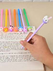 6/12/24支装 - 复活节主题兔子造型中性圆珠笔，复活节礼物，0.5mm墨水，可爱圆珠笔，办公文具奖品，创意复活节礼物（兔子、复活节彩蛋、精灵、小鸡款式）（款式和颜色随机发送） - 彩色 - 查看 6