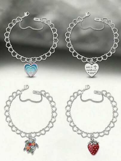 1 pieza Pulsera con colgante de fresa de plata de ley 925 con diseño minimalista y único, regalo de joyería elegante para mujeres, regalo de Navidad