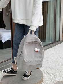 Ba lô nam bằng nylon màu trơn, kiểu dáng thời trang, đa năng, dung tích lớn, phù hợp cho cả nam và nữ đi làm hàng ngày. - màu đen - Xem 3