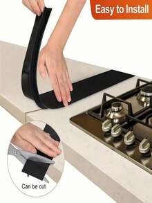 1/2pcs, Stove Counter Gap Cover T-Shaped Silicone Rubber Strip For Kitchen Oil-Gas Slit Filler Heat Resistant Mat Oil Dust Water Seal, 21/25/30inch-ASDF - 黑色-21吋-2件裝 - 查看 10