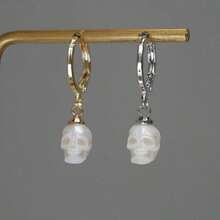 3D Skull Earrings, Gold And Silver Hoop Earrings, Necklace, Hand-Carved Resin Skull Pendant Earrings, Skull Necklace, Punk Gothic Vintage Simple Personalized Jewelry For Men And Women - Necklace - 查看 11