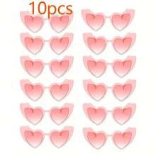 10pcs Oversized Retro Pink Heart Shaped Fashion Glasses - Suitable For Parties, Valentine's Day, Weddings, Bachelorette Celebrations, Graduation Photo Props And Party Favors, Holiday Glasses | Fashion Glasses | Casual Stylish Glasses - Pink - View 8