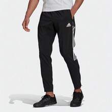 Adidas 阿迪达斯 Tiro21 Wov Pnt 复古运动足球训练侧条纹针织裤，男款，黑色 - 黑色 - 查看 4