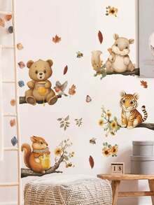 两只可爱活泼的小松鼠栖息在树枝上，适合客厅、卧室、墙面装饰和家居装饰。它们可以用作装饰墙贴、儿童房墙面装饰、大型自粘墙贴，由可移除防水PVC材料制成。 - 彩色 - 查看 8