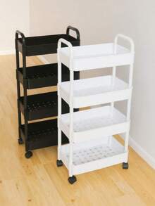 5/4/3 Tier Storage Cart - Durable Plastic Material, Easy To Move, Suitable For Kitchen, Bathroom, Bedroom - (Easy To Move And Convenient) Black & White Lingerie Storage Box, Thickened Tube, Strong Load-Bearing, Multi-Layer Storage Rack, Suitable For Kitchen, Bedroom And Outdoor Camping, Durable Plastic Design, Multi-Functional Storage Cart | Modern Storage Rack | Sturdy Storage Rack, Halloween, Christmas Gift Kitchen Supplies Kitchen Accessories Kitchen Tools - Multicolor - View 2
