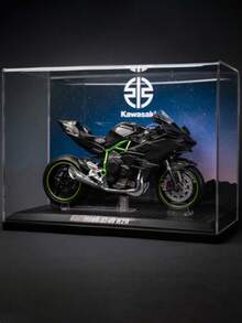 1:12 比例摩托车模型，川崎 H2R 黑色，铃木 GSX R1000 黑/蓝色，黑色合金摩托车模型玩具，可直立，方向盘可转动，后轮减震功能，逼真的摩托车装饰收藏玩具礼品 - 黑色 - 查看 2