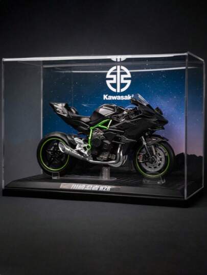 Motorcykelmodell i skala 1:12, Kawasaki H2R svart, Suzuki GSX R1000 svart/blå, motorcykelmodell i svart legering, kan stå upprätt, rörlig styrning, stötdämparfunktion bak, realistisk motorcykeldekoration, samlarleksak, present