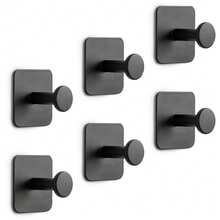 强力粘性金属挂钩，适用于淋浴配件套装、衣柜入口收纳、壁挂式挂钩、浴室毛巾架、帽子、外套（黑色方形）