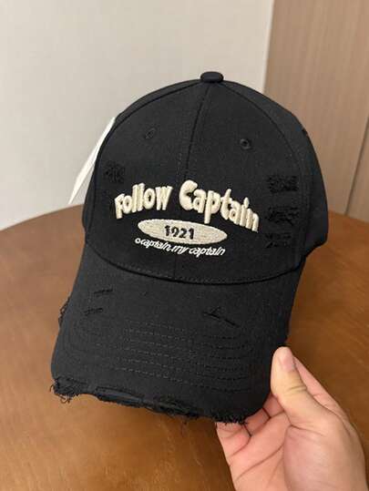 Distressed Letter Vintage Baseball Cap, Unisex Fashionable Sun Hat, Casual Style