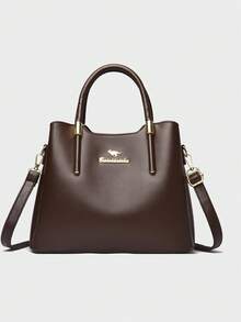 Retro Luxury Large Capacity Commuter Versatile Elegant Tote Bag, Fashion Personalized One Shoulder Handbag, PU Material - Coffee - View 9