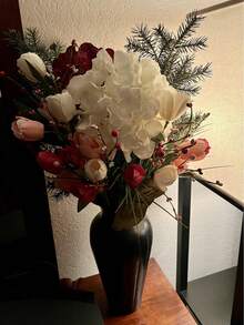 16.93英寸人造郁金香花束，5朵花，仿真郁金香点缀浆果，适合家居、办公室、婚礼和派对装饰，母亲节和情人节礼物 - 彩色 - 查看 10