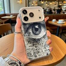 Funda de Teléfono con Diseño de Ojos Blancos y Texto para iPhone 14 13 12 11 Pro Max y  Galaxy S23 S22 S21 S20 Adecuada para Todas las Estaciones Opción de Regalo Ideal - Negro - Ver 3