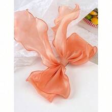 1pc Beige Mesh Hair Clip With Heart Print, Large Bowknot And Spring Clip, Elegant And Gentle Hair Accessory Hair Bow For Spring Valentine's Day, School Stuff, College, Bows, Cute, Hair Accerssories - trái cam - Xem 3