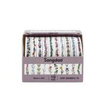 10 Rolls/Box Of Floral Pattern Washi Tape, Creative Line And Geometric Pattern Tape, Fashionable Colorful Paper Craft Supplies, Scrapbook Collage And Stationery Making Decorative Materials, Gift Packaging Decorative Tape, A Unique Gift For Friends