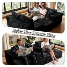 132-Inch U-Shaped Modular Sofa Bed, Ultra-Comfortable Corduroy Cloud Sofa, Boneless Couch For Living Room,Sofa Mit Schlaffunktion,Sectional Sofa For Living Room,Recliner,No Assembly Required. - 黑色 - 查看 3