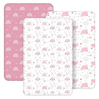 Baby Bedside Bassinet Sheets Fitted, Super Soft Microfiber 33"X20"Compatible With Baby Delight Dream On Me & Most Rectangle Bedside Sleeper Bassinet Mattresses