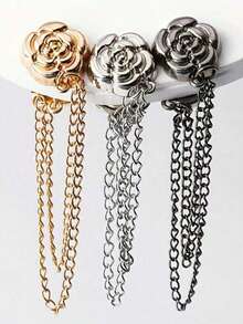 2个优雅实用磁性衣夹，女士适用 - 可调节链条设计，花卉装饰，适用于衬衫/袖子/连衣裙/裤子 - 即时调节，无需缝纫，外观优雅，衣物固定器，衣橱必备，合金材质，抛光表面，时尚达人之选，女士时尚配饰