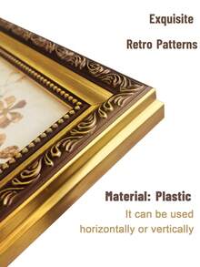 Moldura vintage estilo europeu, design barroco retrô, pode ser colocada sobre a mesa ou pendurada na parede, tamanhos 4x6, 5x7 e 8x10, decoração antiga para casa, decoração de Natal, presente de casamento, decoração clássica elegante, moldura de galeria vintage, exibição de fotos com charme rústico - Ouro Antigo - Ver 12
