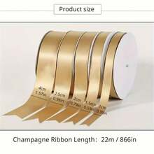 1pc 22m Champagne Gold Satin Ribbon For Wedding Decoration, Flower Wrapping, Gift Box Bow, Elegant Gold Ribbon Suitable For Gift Wrapping, Wedding, Christmas, Valentine's Day, Birthday Party Decoration - Perfect For Corporate Events And Home Decor, Holiday Design, Smooth Texture, Decorative Use, Essential For Event Planners - Gold - View 7