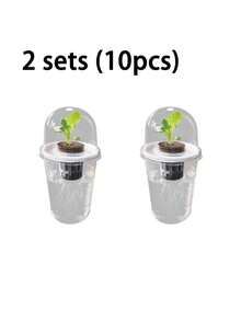5pcs/Set Hydroponic Planter Pots - Transparent Cylindrical Hydroponic Planting Kit, High Transparency Closed Cultivation Water Planting Cups, Transparent To Observe Root Growth, Perforated Design For Ventilation - Multicolor - View 10
