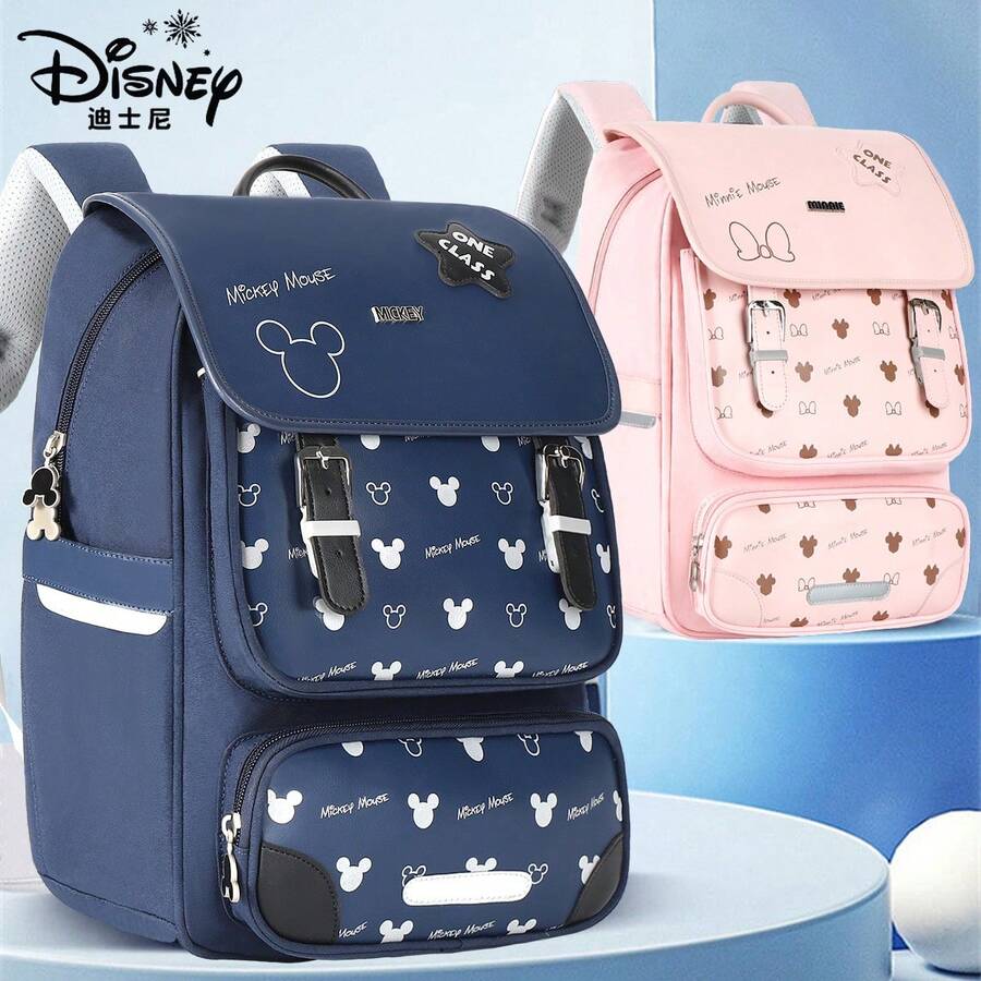 Disney 米奇米妮儿童背包。这款背包印有米奇、米妮、史迪奇和其他卡通人物图案。适合男孩女孩上学或日常户外活动使用。 - 彩色 - 查看 1