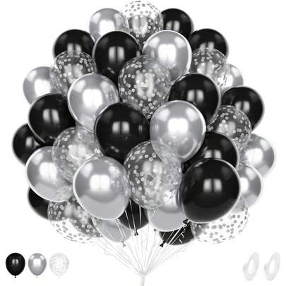 46PCS/Black Gold Balloons,10/12 Inch Matte Black Metallic Gold Confetti Balloons For Men Women Birthday Graduation Anniversary Wedding Baby Bridal Shower Party Engagement Party Decorations