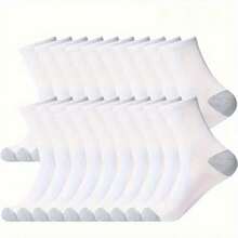OBOVAY 20 Pairs Men's Breathable Moisture-Wicking Comfortable Sports & Casual Crew Socks, Suitable For All Seasons, Available In 1/3/5/6/9/10/15/30 Pairs - Black - View 6