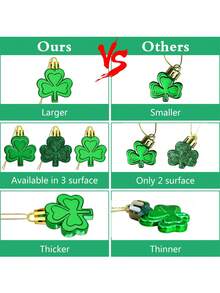 24件圣帕特里克节三叶草装饰品，闪亮幸运四叶草挂饰，爱尔兰绿三叶草吊坠，适用于家居、圣诞树、派对装饰、迷你树挂饰、绿三叶草装饰，可摆放在桌面、架子上，是节日派对礼物的理想之选。 - 綠色 - 查看 6