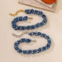 Vintage Denim Lace Style Bracelet For Women, Simple Hip-Hop Style Women's Bracelet, Fashionable Jewelry Accessories Suitable For Daily Party And Vacation Wear, Give Her A Gift - 1Pcs - 查看 3