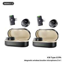 REMAX Magnetic Button Wireless Microphone Lavalier Microphone/Recording Device For Live Streamers And Hosts (One-To-Two) K16 - Type C - View 3
