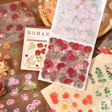 30 Sheets/Book Sticker Book, Romantic Collector Series, Vintage Specimen Flower PET Sticker Book, Scrapbook Supplies, Notebook Accessories, Decorative Photo Frames, Computers, Phone Cases, Water Cups, Junk Magazines, Pencil Cases, Suitcases, Desktop Decorative Stickers - Multicolor - View 6
