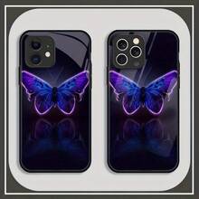 Funda para teléfono: Ilustración creativa de mariposa, patrón oscuro, funda protectora fresca, funda suave a prueba de golpes compatible con modelos Apple  SE/X/XS/11/12/16 Pro Max Plus 2022/2020, funda de teléfono de vidrio templado negro - Colores mixtos - Ver 6