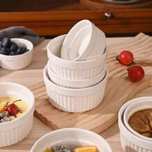 1/3 件装烘焙烤盅 - 烤箱适用，陶瓷焦糖布丁烤盅，布丁杯，蛋奶沙司杯，舒芙蕾烤盘，法式洋葱汤碗，蛋奶沙司杯，甜点杯 - 彩色 - 查看 10
