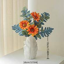 1pc Leaf-Shaped White Plastic Vase, A Decorative Ornament For Arranging Artificial And Dried Flowers, Suitable For Living Room Home Decor And As Tabletop Decoration Supplies For New Year, Valentine's Day, Mother's Day And Middle Eastern Festivals. - White - View 4