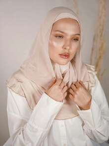 1pc Women 2 In 1 Instant Hijab Scarf, Chiffon Scarf Combo, Hijab, Soft & Breathable Material, Suitable For Daily Wear - Twice  Hijab - View 15